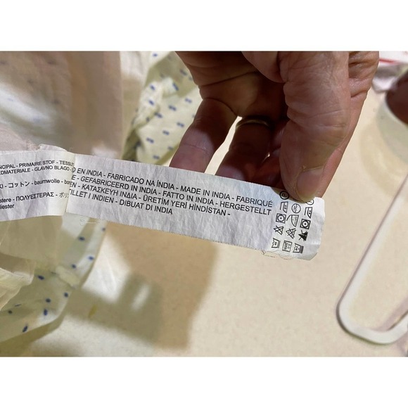 Zara trf Collection Shift Dress Ecru Blue Swiss Dot Size M - Picture 14 of 14